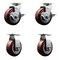 Service Caster 5 Inch Poly on Polyolefin Caster Set with Roller Bearings 2 Brakes 2 Rigid SCC SCC-20S520-PPUR-TLB-2-R-2 - alternate 1